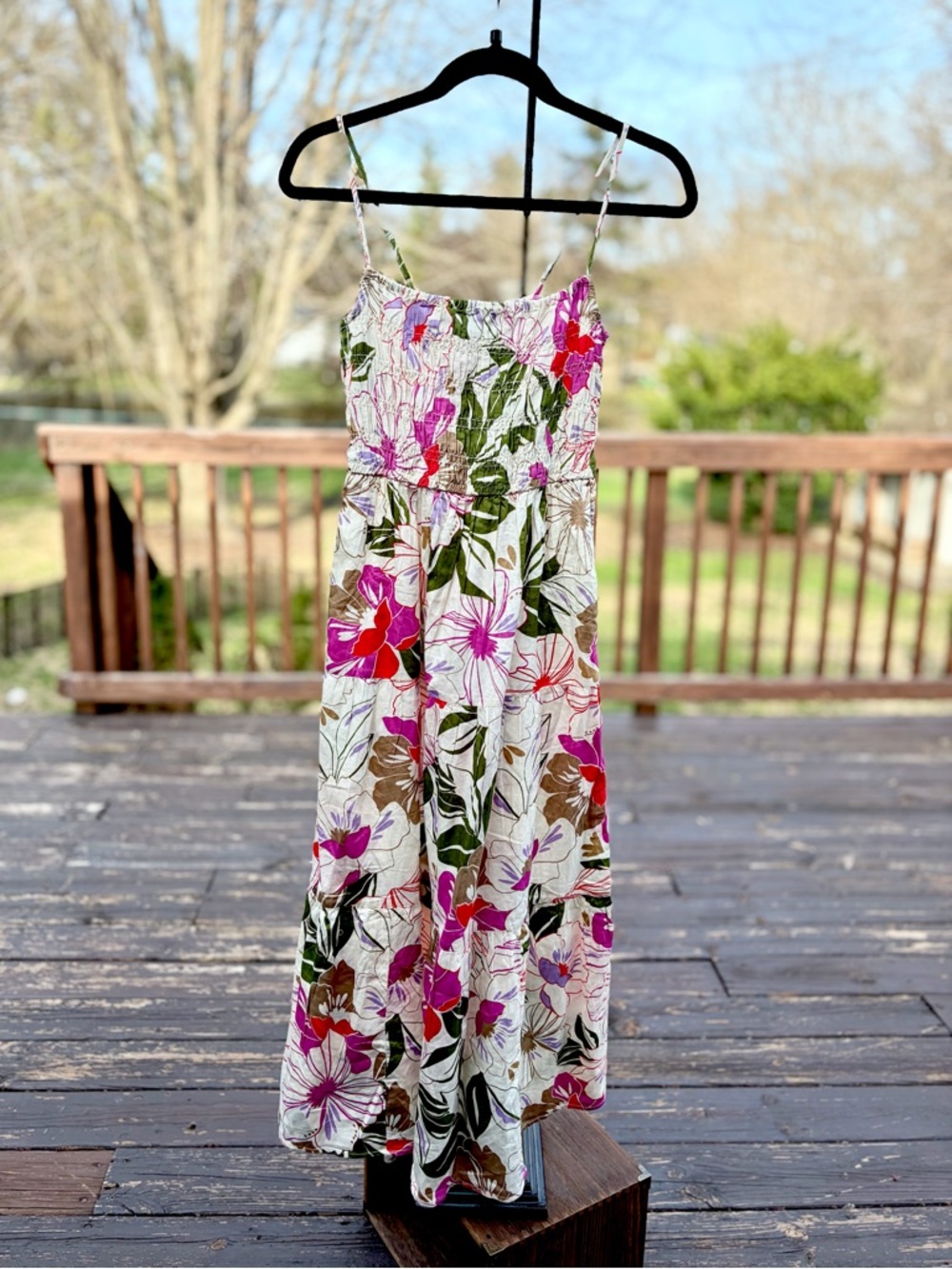 NWT – Gap – Smocked Floral Maxi Dress – Pink Multi Print – Sz. XS - Picture 3 of 7